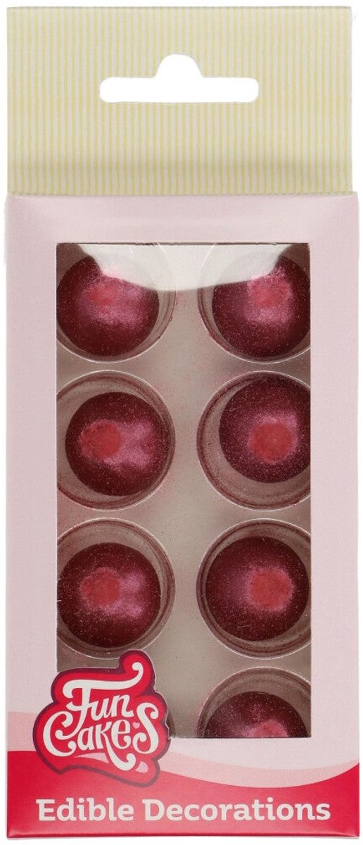 FunCakes Chocolade Balletjes - Chocolade Garnering - Parelmoer Robijn - Set/8