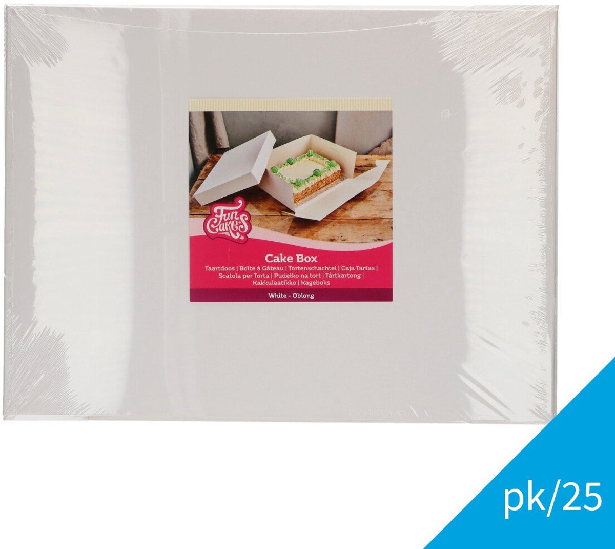 FunCakes Taartdoos met Zwanenhals en Losse Deksel - Rechthoekig - Wit - 40x30x15 cm - 25 Stuks
