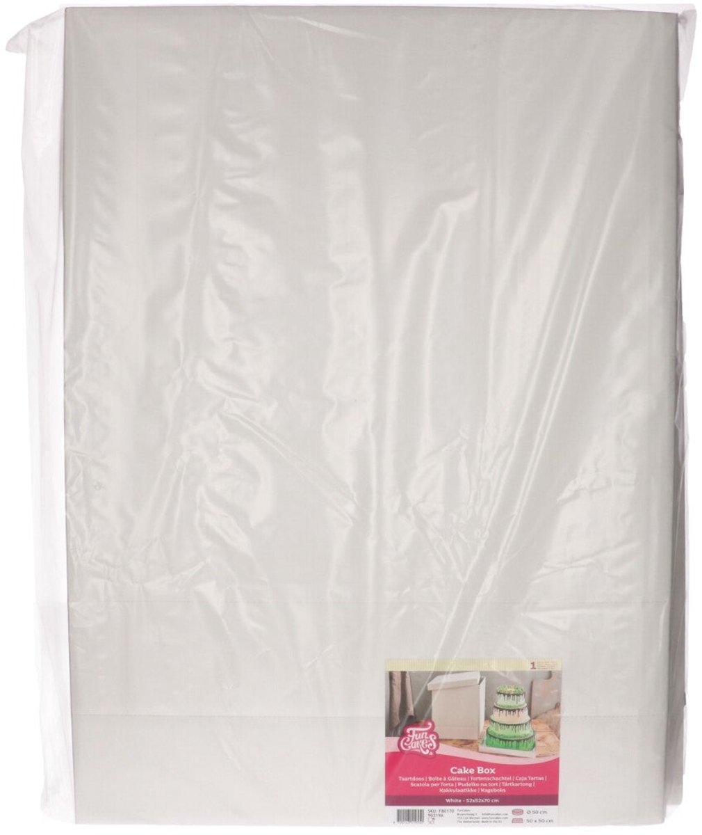 FunCakes Taartdoos Karton met Losse Deksel - Vierkant - Wit - 52x52x70 cm - Cakedoos