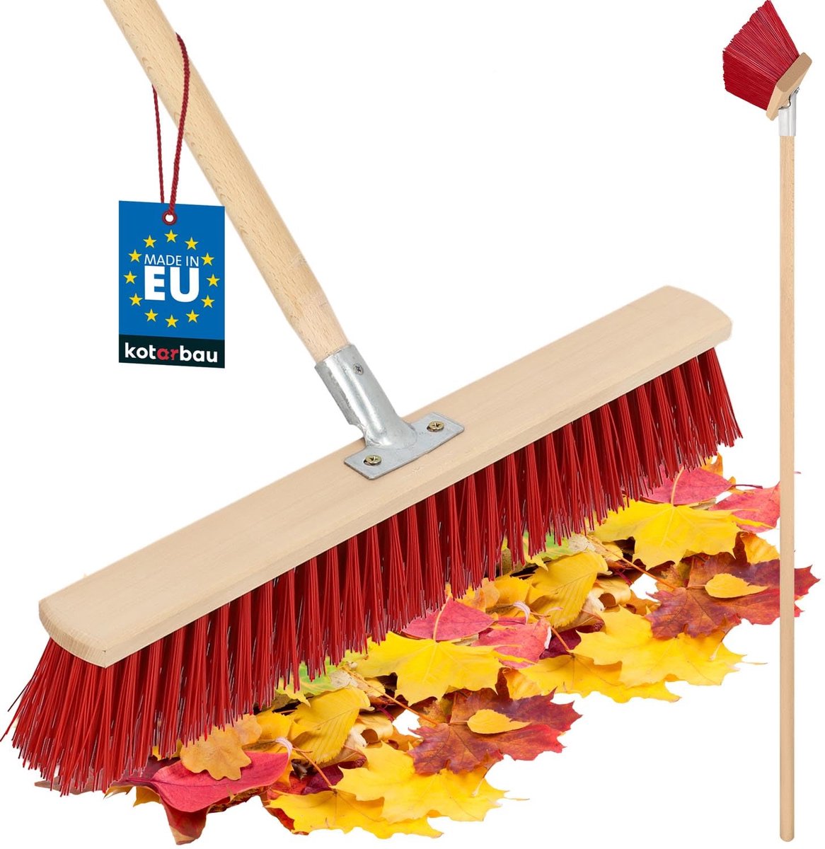 KOTARBAU® Bezemkop, Straatbezem, 55 cm, Veegbezem, Buitenbezem, Harde Nylonborstels, Tuinbezem, Stevige Straatbezem, Harde Bezem voor Buiten, met Steel, Hout, PVC