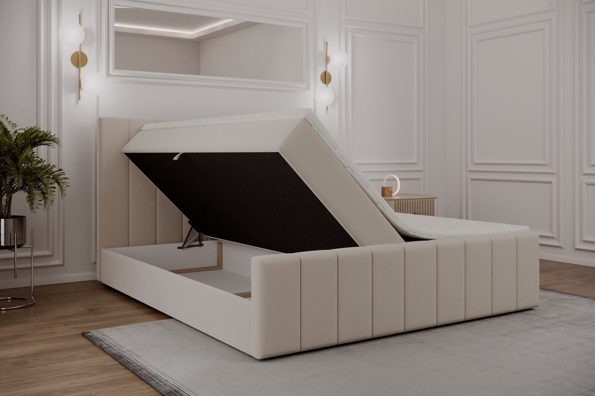 AJE Meubles Boxspringbed 01 BIS 160x200 Beige met Opbergruimte - afbeelding 3