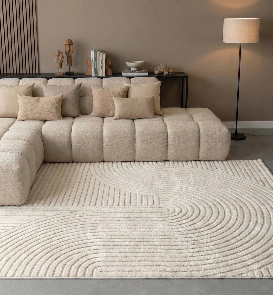 Flycarpets Eliora Vloerkleed Modern Japandi - Creme - Laagpolig Tapijt Woonkamer - 160x230 cm
