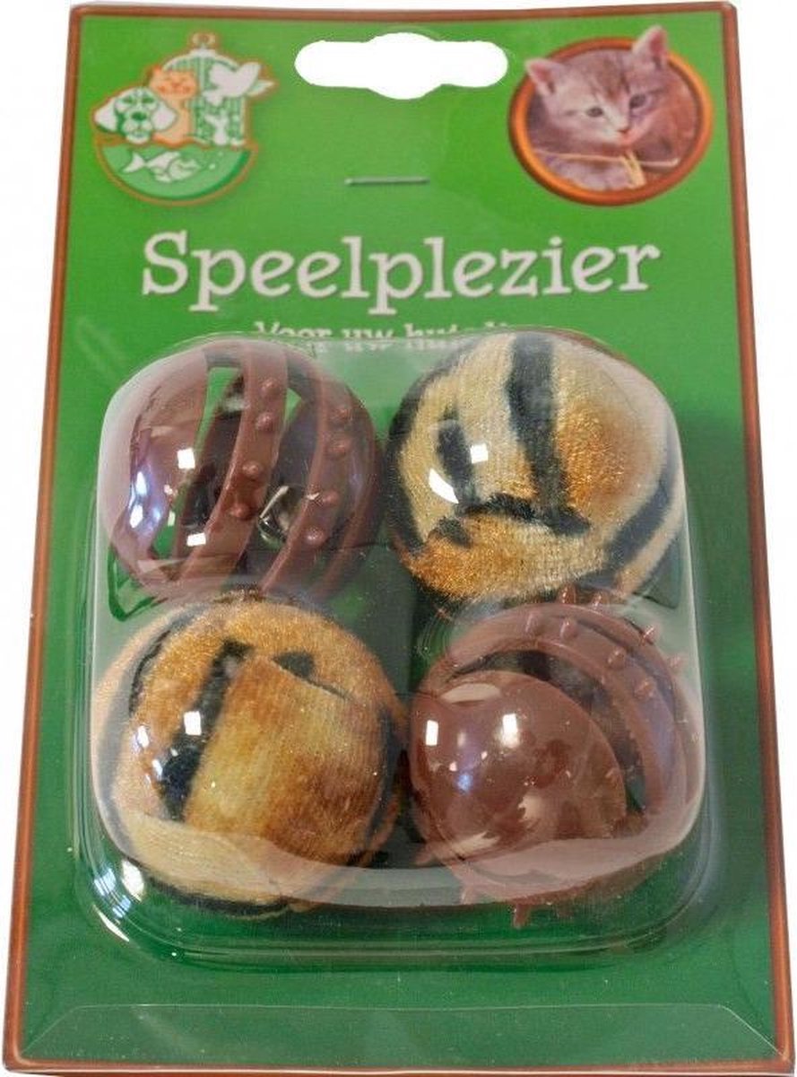 Kattenspeeltje 4 Ballen Pluche & Plastic