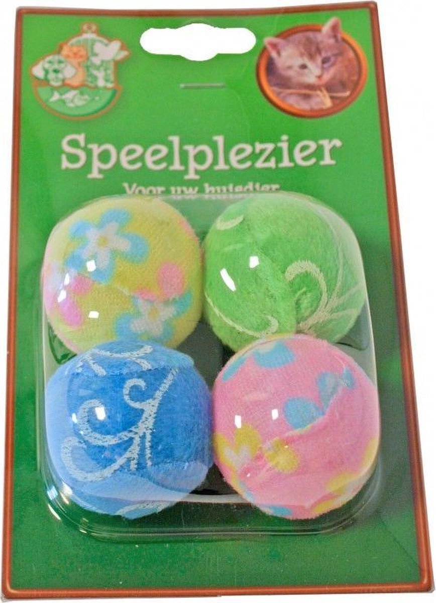 Kattenspeeltje Rammelbal Pluche 4st