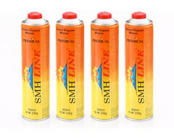 SMH LINE® Gasflessen - 4x 600ml - EN417 Schroefventiel - Gasfles voor onkruidbrander
