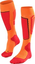 FALKE SK4 Skisokken dun versterkte sokken zonder patroon met lichte vulling kniehoog om te skiën winter anti zweet Merinowol Orange Heren Wintersportsokken - Maat 39-41