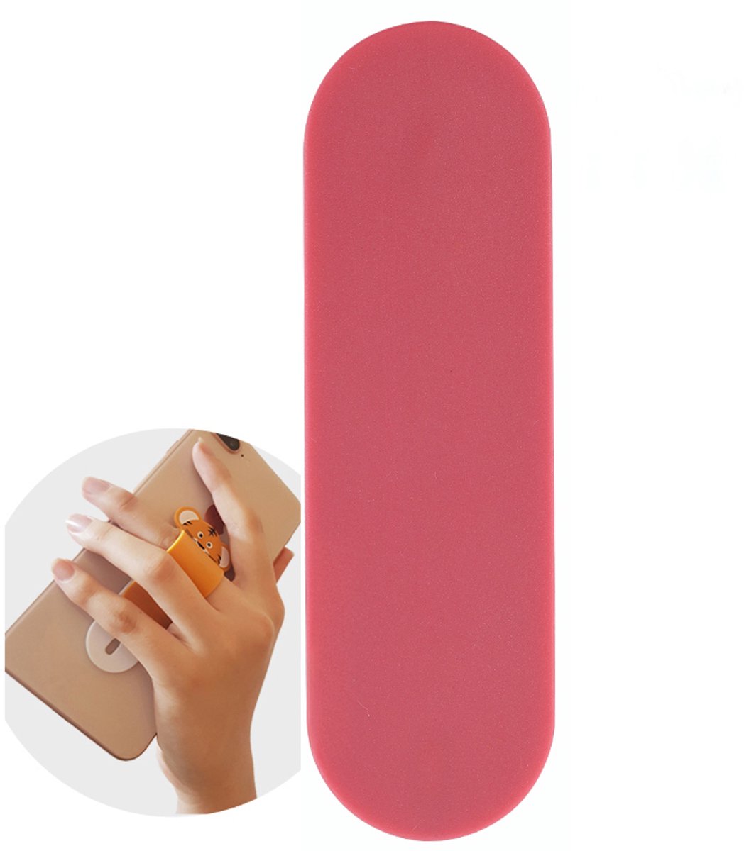 FingerGrip® - verstelbare flexibele GSM vingerhouder / Telefoonring grip / vingerhouder / telefoonring standaard / selfiehouder / telefoonhouder / ringhouder / telefoonstandaard – Glad Roze