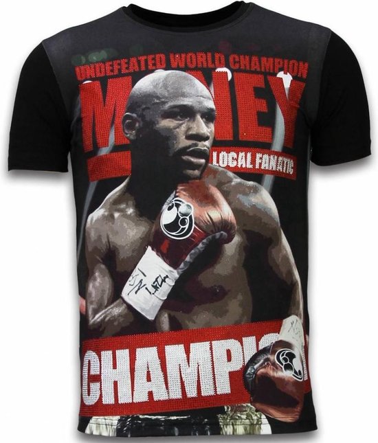 Money Champion - Digital Rhinestone T-shirt - Zwart