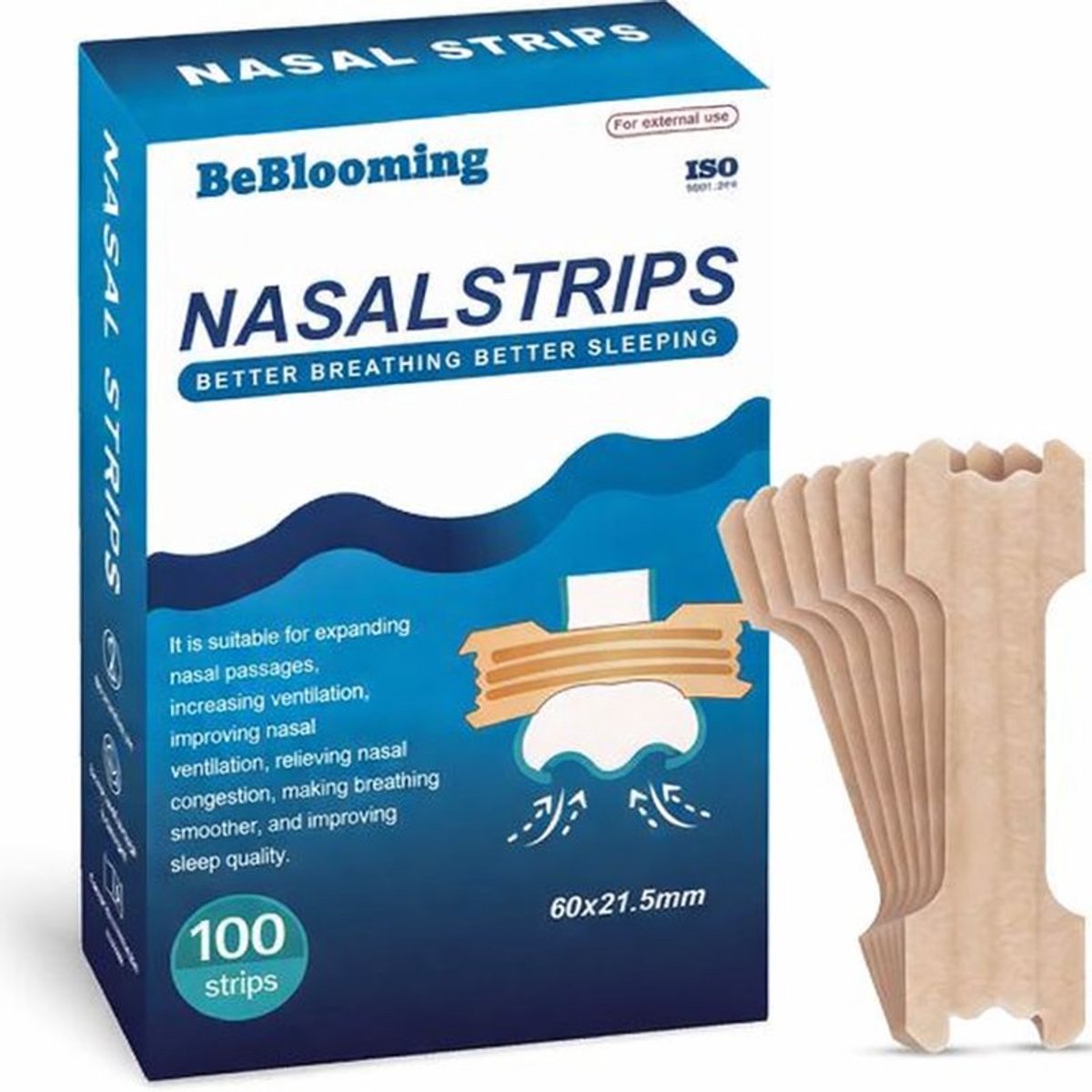 BeBlooming Anti Snurk Neusstrips 100 Stuks - Neusspreider voor Betere Nachtrust - Anti Snurk Neuspleisters