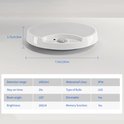 Ronde, witte LED-plafondlamp van 19 cm breed en 4,3 cm hoog, met bewegingssensor en IP54 waterdichtheid.