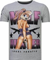 Milf Hunter - Rhinestone T-shirt - Grijs