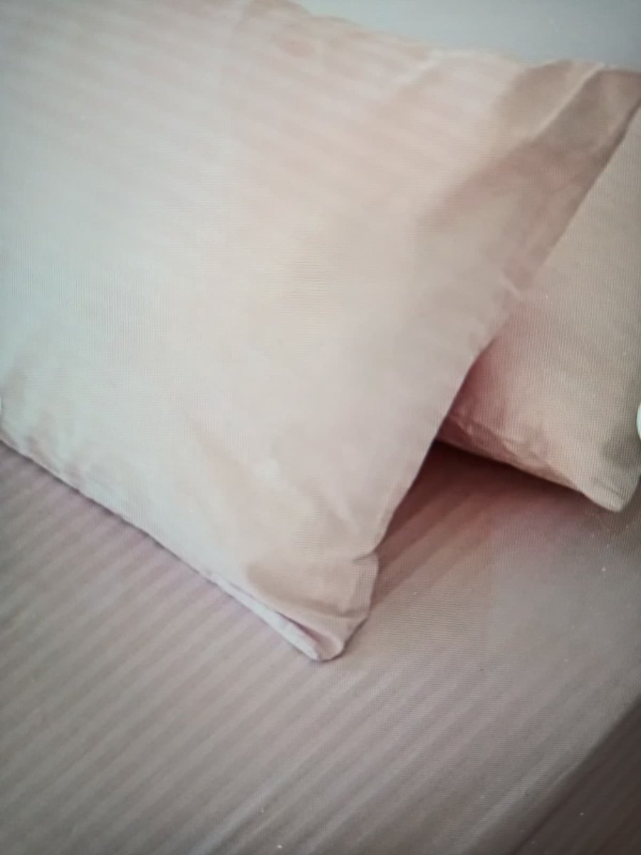 Boraboi® Luxe 3-delige Hoes Laken Set Katoen ,Satijnlook,Gestreept,Poeder Kleur 120 x 200 cm