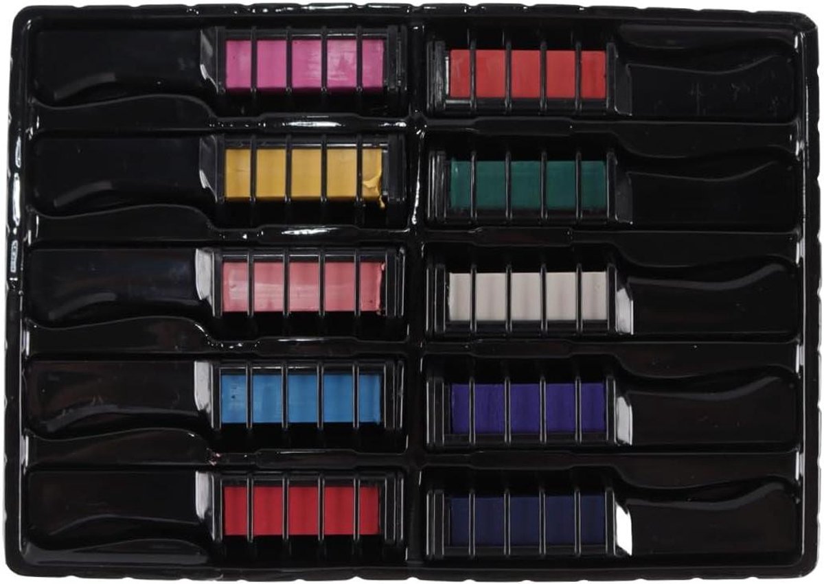 Cocoplus - Haarkrijtset - Wasbare borstel - Tijdelijk - Feesthaardressing - Verjaardagscadeau - Geschikt voor - Alle haartypes - 10 kleuren - Voor kinderen en volwassenen - Gemakkelijk aan te brengen.