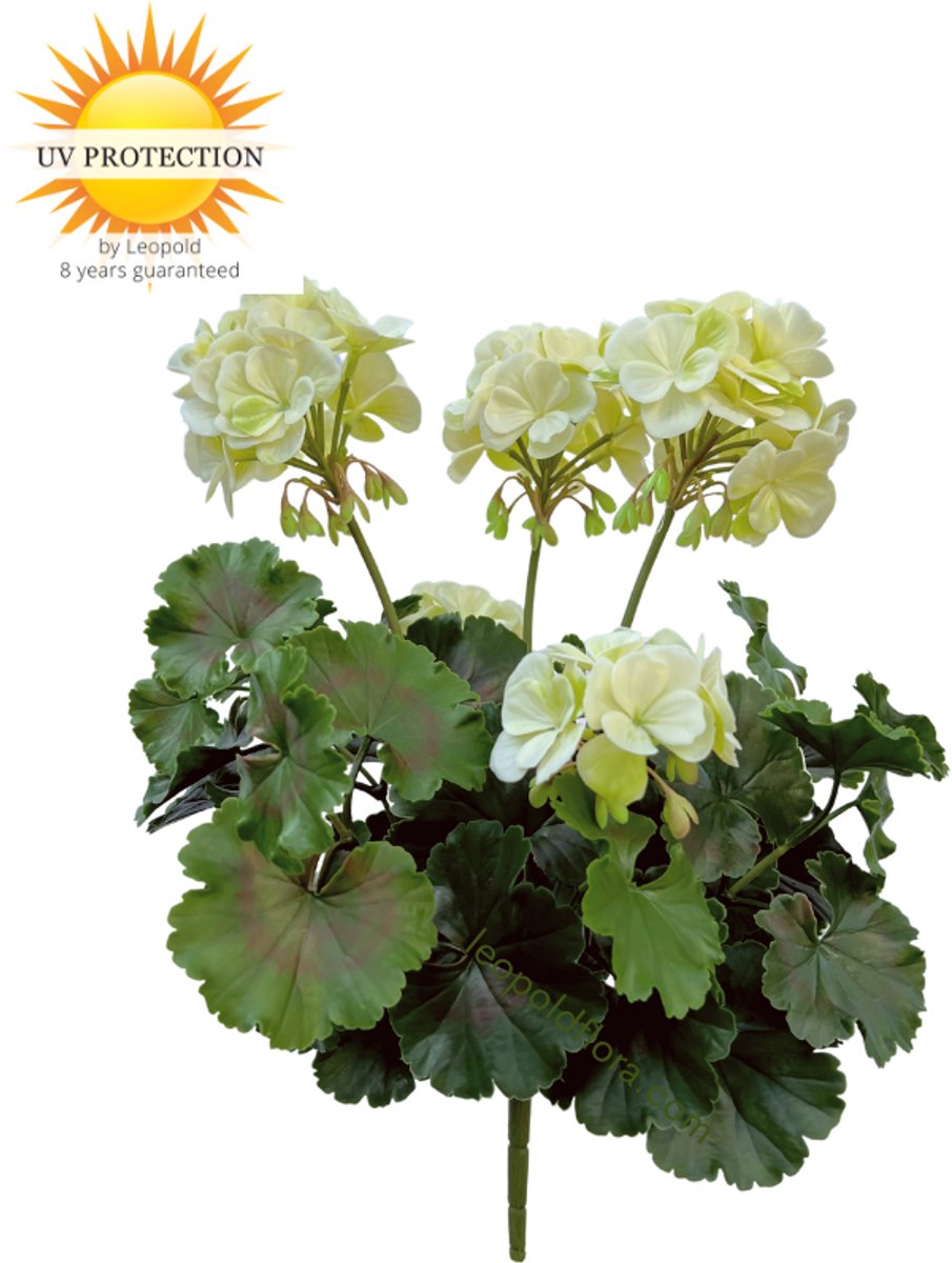 Geranium kunstboeket 38cm wit UV