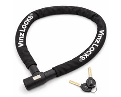 VINZ Ventoux Fietsslot - 2 Meter Lang Kettingslot - Licht Gewicht 1,2kg - Gehard Stalen 6mm Schakels - Easyclick - Nylon Bescherm Hoes - 200cm