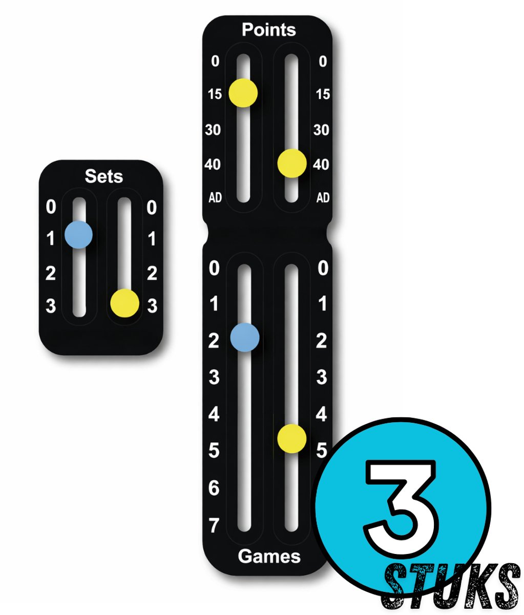 Chipa - Padel Score Teller – Zwart – 3 stuks - Racket Scorekeeper – 2-delige Scorehouder voor Padel & Tennis – Scorekeeper Padel & Tennis - Eenvoudig te Bevestigen - Padelaccesoires - Tennisaccesoires - Padelracket - Padel scorebord - Padel scoreband