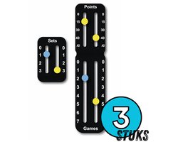 Chipa - Padel Score Teller – Zwart – 3 stuks - Racket Scorekeeper – 2-delige Scorehouder voor Padel & Tennis – Scorekeeper Padel & Tennis - Eenvoudig te Bevestigen - Padelaccesoires - Tennisaccesoires - Padelracket - Padel scorebord - Padel scoreband