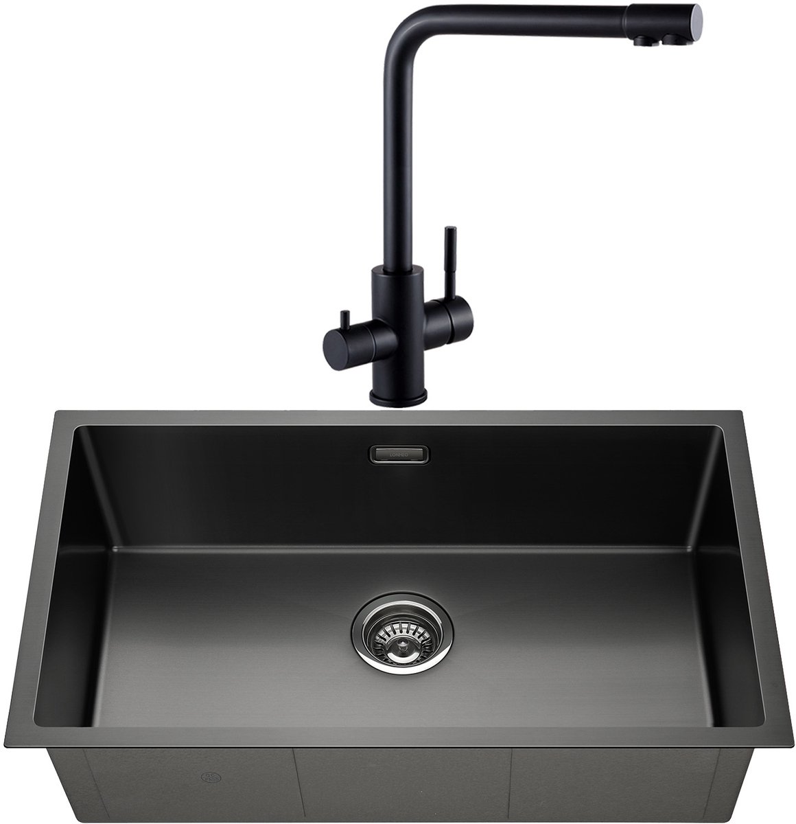 Lonheo max Spoelbak Keuken 74x44CM - Spoelbakken Keuken Met 3 Wege Keukenkraan - Geborstelde Wasbak Keuken Antraciet - Spoelbak Met Afdruipgedeelte