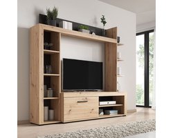 Meubella - Wandmeubel Ramona - Eiken - Zwart