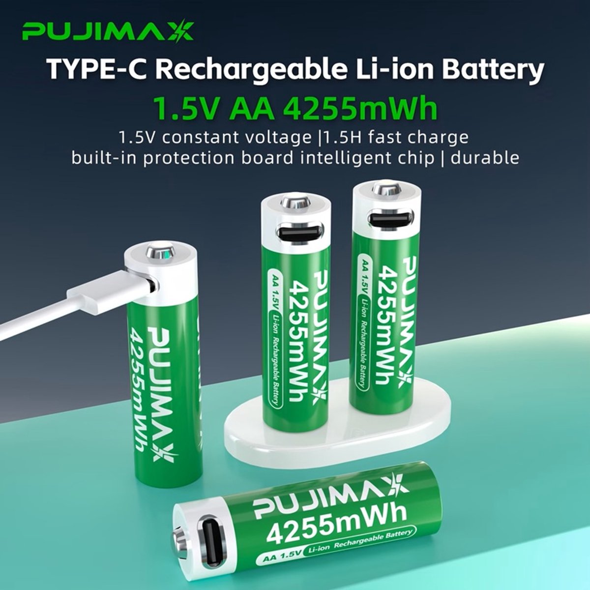 AA oplaadbare USB-C 1,5V Li-ion batterijen ( 4 st )