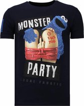 Monster Party - Rhinestone T-shirt - Navy