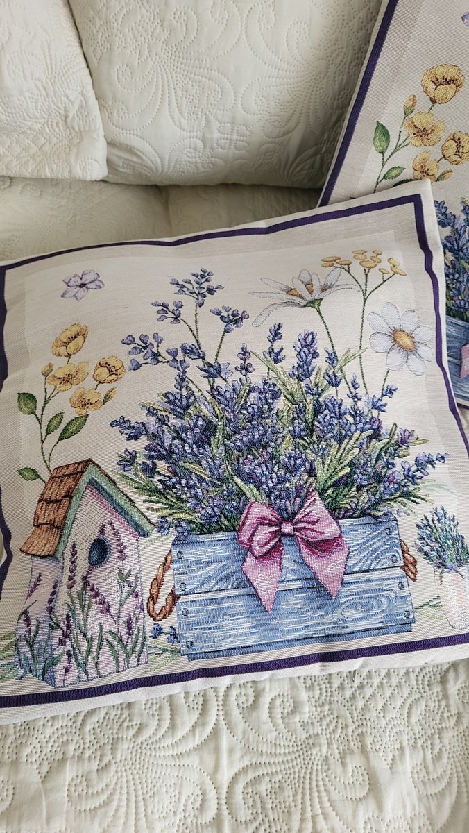 Kussenhoes Gobelinstof House of Lavender met rits 45*45cm