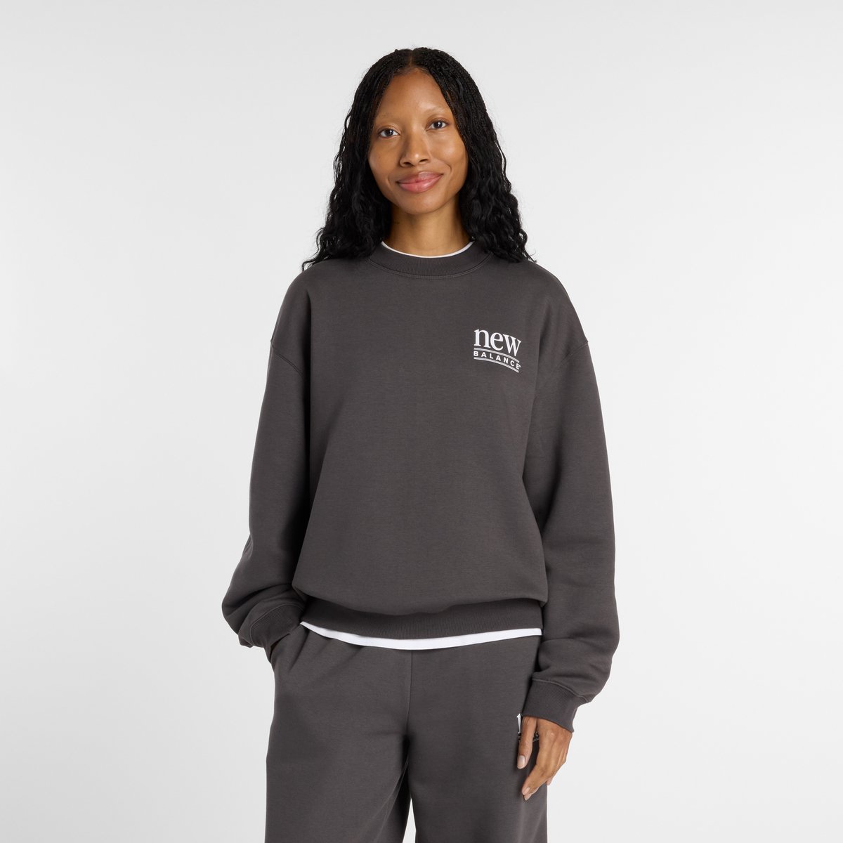 New Balance Reimagined Fleece Crew Dames Trui FADED Zwart