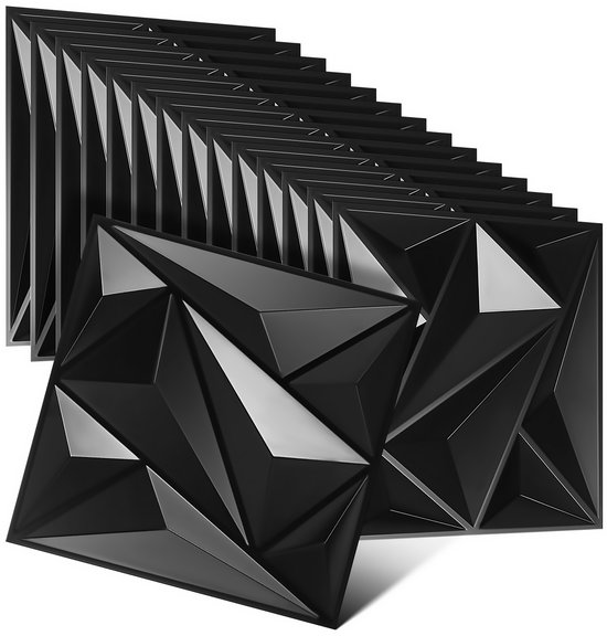 3D Muurpaneel Zelfklevend - 33 Stuks, 30x30 cm, PVC, Zwart - Decoratieve Wanddecoratie voor Woonkamer, Slaapkamer, Kantoo