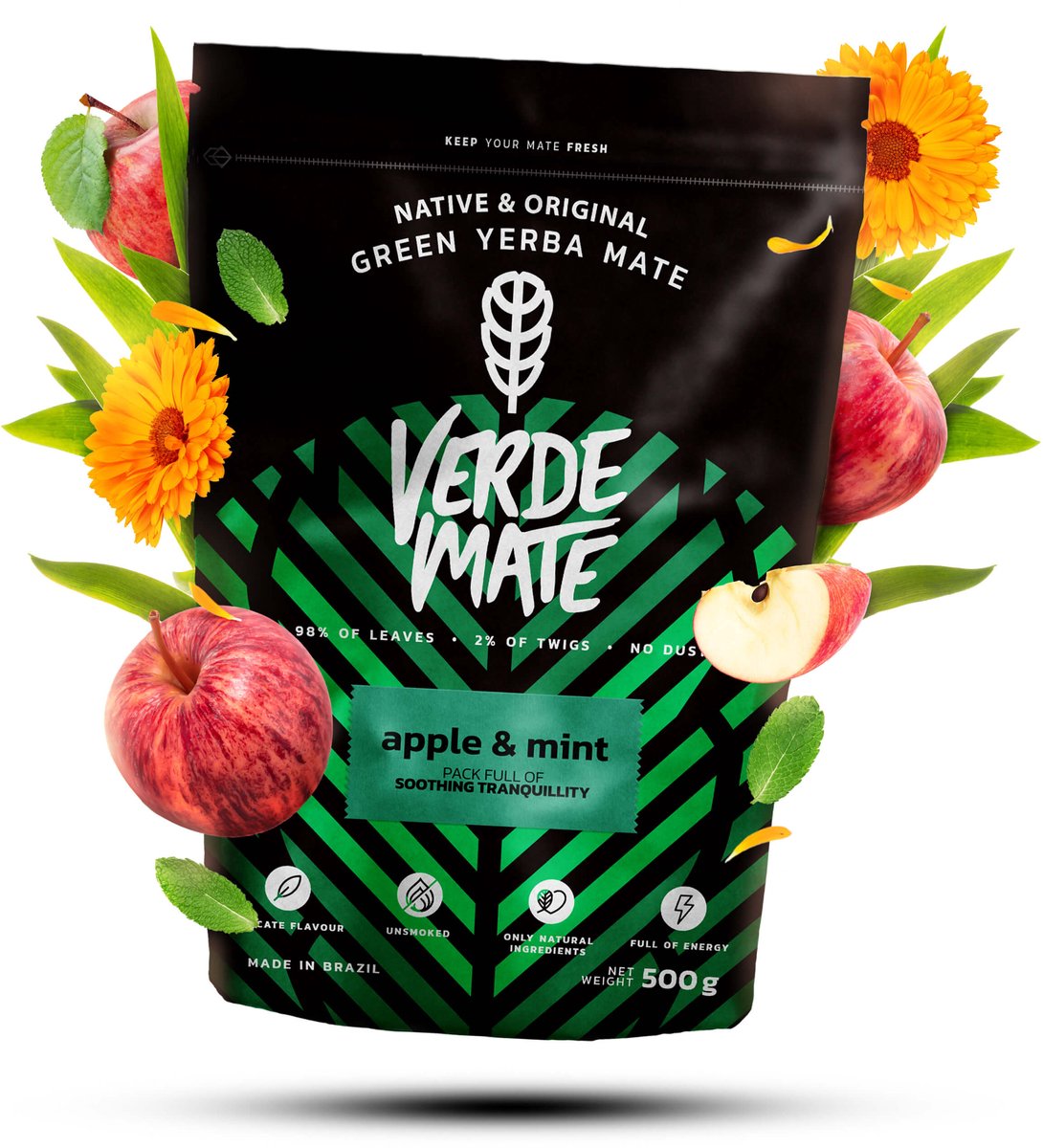 Verde Mate Apple & Mint - Groene Maté Thee - Ongerookte Braziliaanse Mate - 500 gram