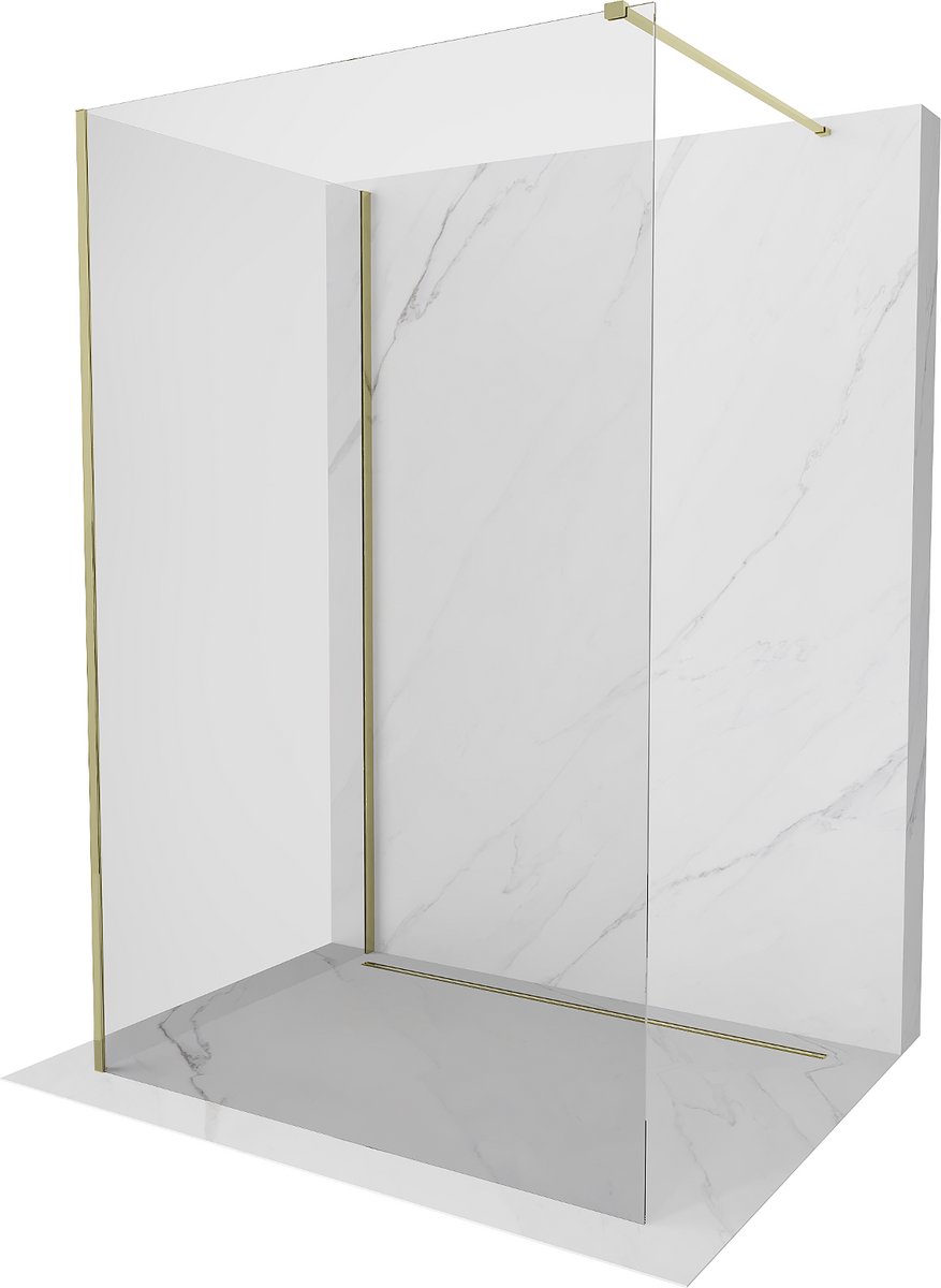 Mexen Kioto douchewand Walk-in 125 x 90 , transparant, goud - 800-125-212-50-00-090