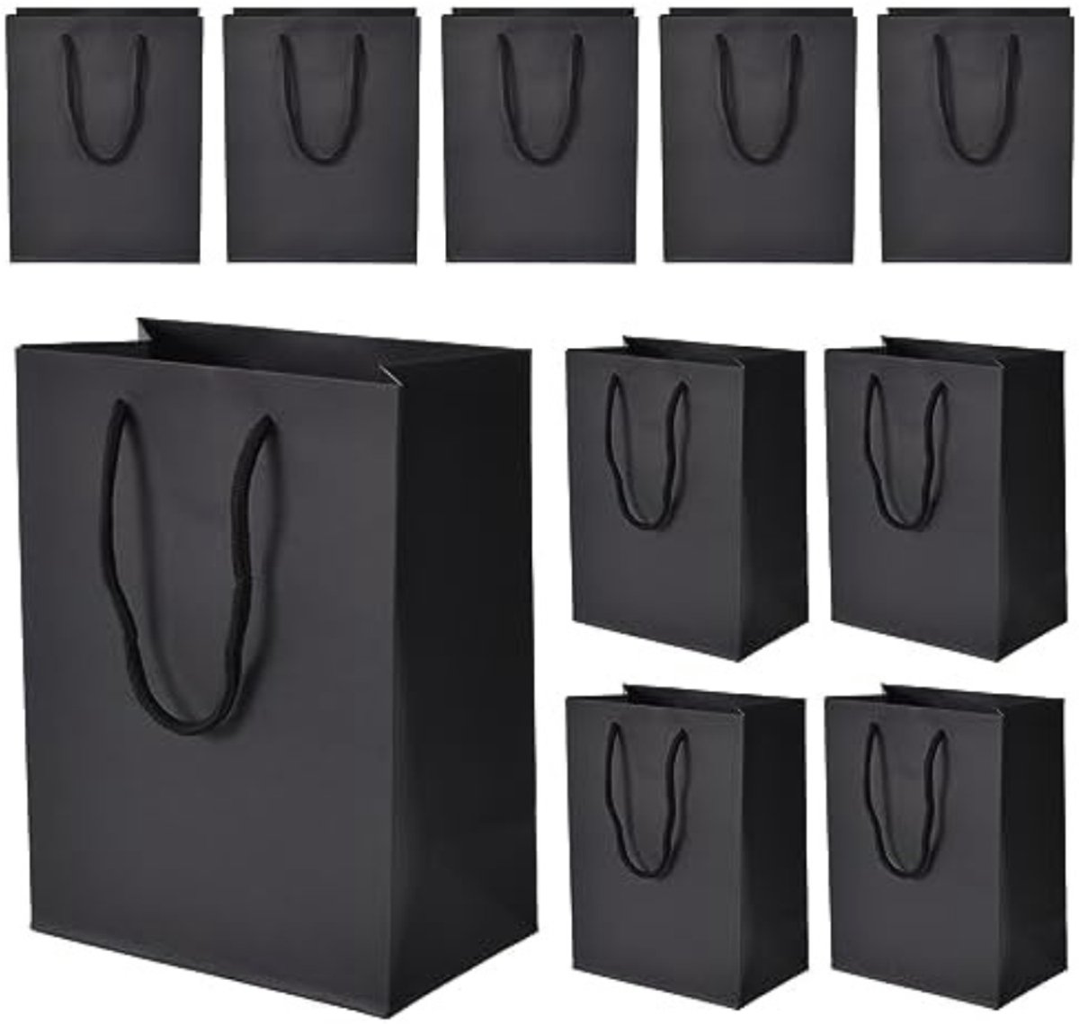 Imperatoris - Geschenktas - Zwart - Cadeauverpakking - Cadeaupapier - Cadeautasjes - Papieren Tassen - Gift Bag - Met Handvat - Kraft Tas - 18 x 10 x 23 cm - 10 Stuks