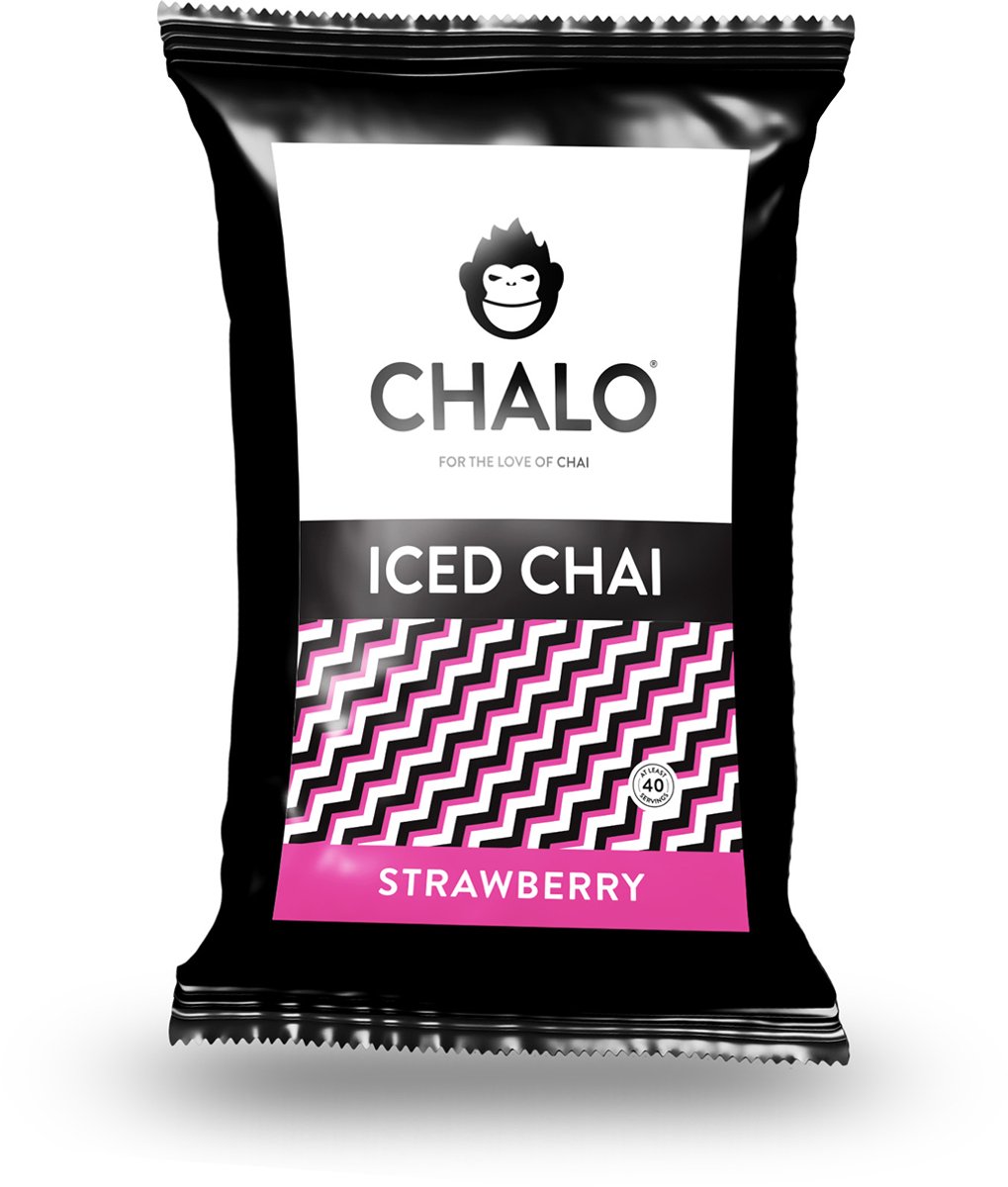 CHALO Strawberry Iced Chai - Vegan Aardbei Iced Tea - 1KG Navulzak met maatschepje