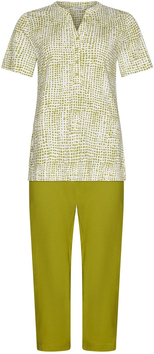 Pastunette Premium - Pyjama - Sublime - Katoen/Modal - Groen/Wit - Knoopsluiting - 38