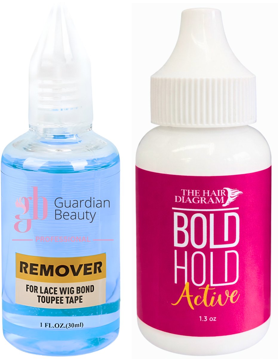 Pruik Lijm Remover - Guardian Beauty Remover Set - The Hair Diagram - Bold Hold - Active - 1.3 oz. + GB Remover - Blauw - For Lace Wig Bond and Toupee Tape - 1 stuk - 30ml - Haarextensions- Pruik -