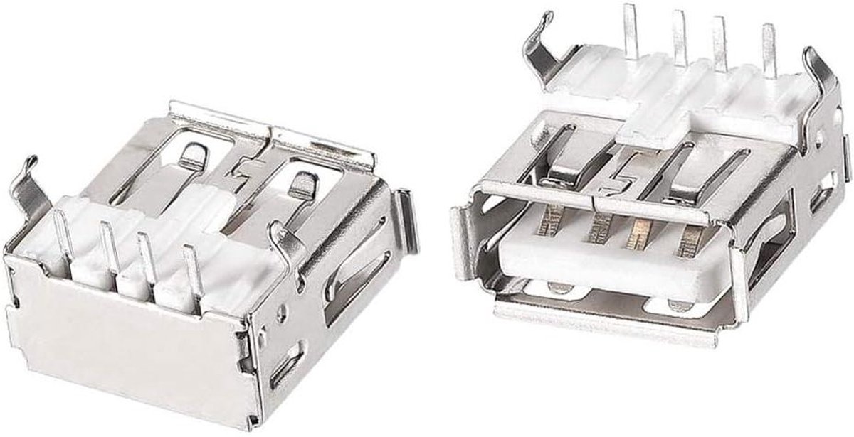 Allecto- USB 2.0 Mannelijke Connector - Soldeerjack Adapter Plug - 90 Graden - 4 Pin - USB Apparatuur - Geschikt voor Installatie - Zwart Metallic - 20 stuks - DIY Vervanging Concat .