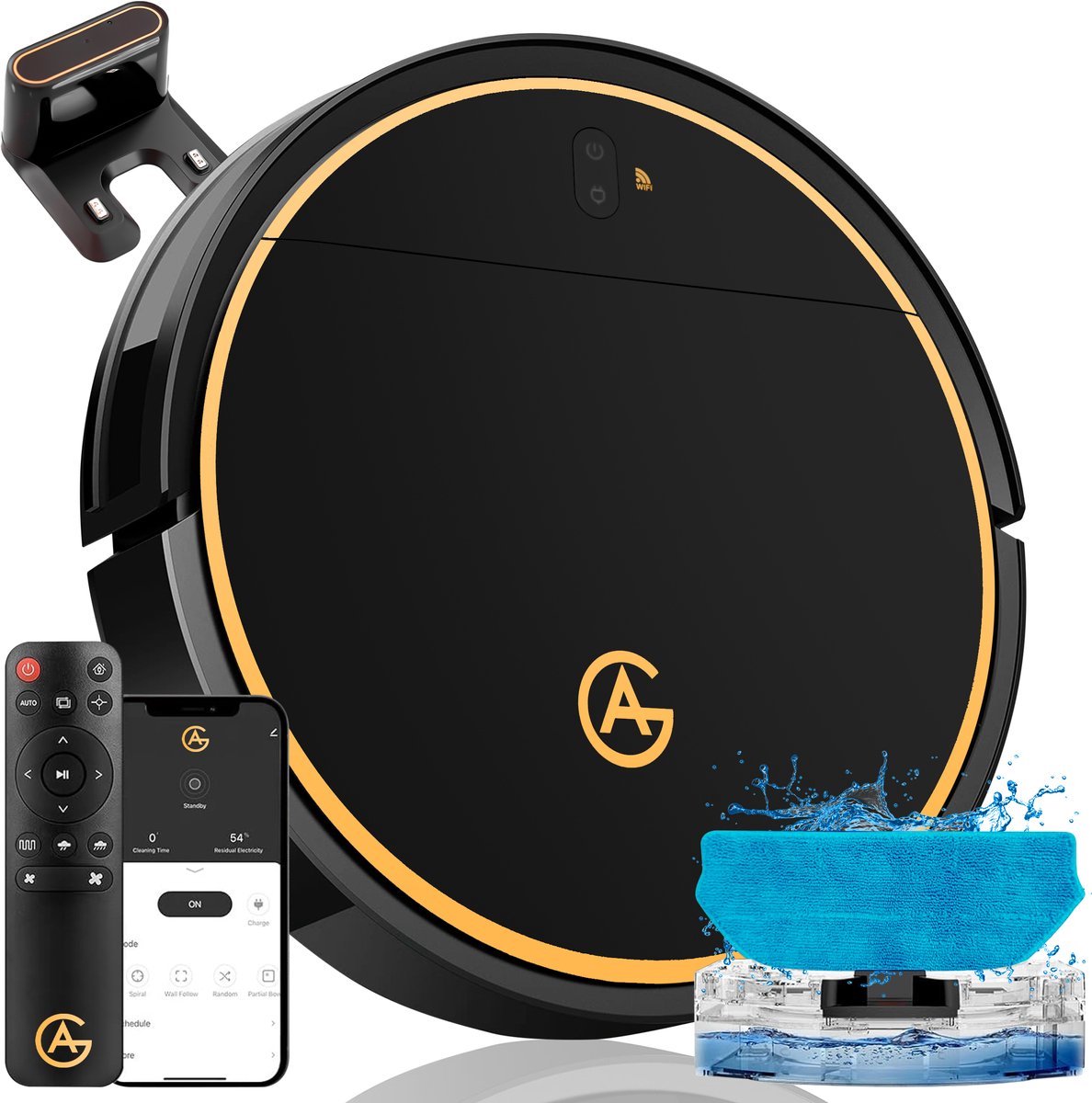 AG Robotstofzuiger met Dweilfunctie 2-in-1 Black Gold Editie
