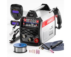 ANDELI 2025 220V Nieuwe Aanwinst 220V MIG-135 Plus LED Mig MMA Flux Mig Lasmachine met Lashelm