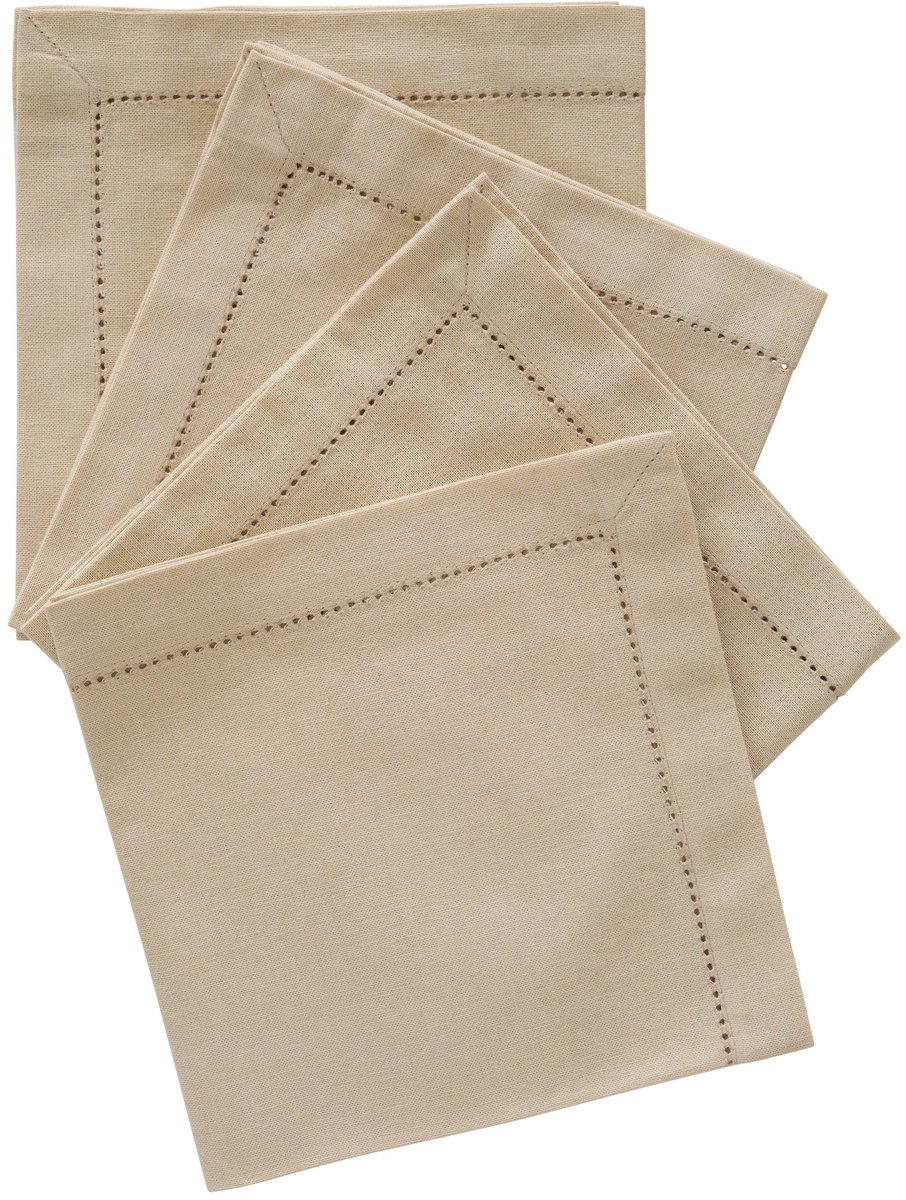Atmosphera Katoenen Chambray servetten creme - 4 stuks - Stoffen servetten - 40 x 40 cm