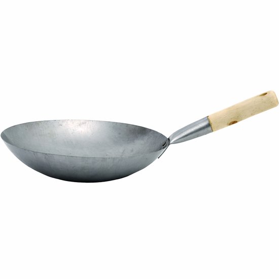 Wok met Platte Bodem 33 cm – Grote Wokpan – Geschikt voor Inductie & Gas – Aziatische Roerbakpan