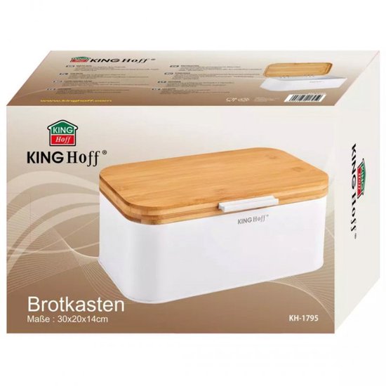 Kinghoff 1795 - Boîte à pain - Acier / bois - blanc