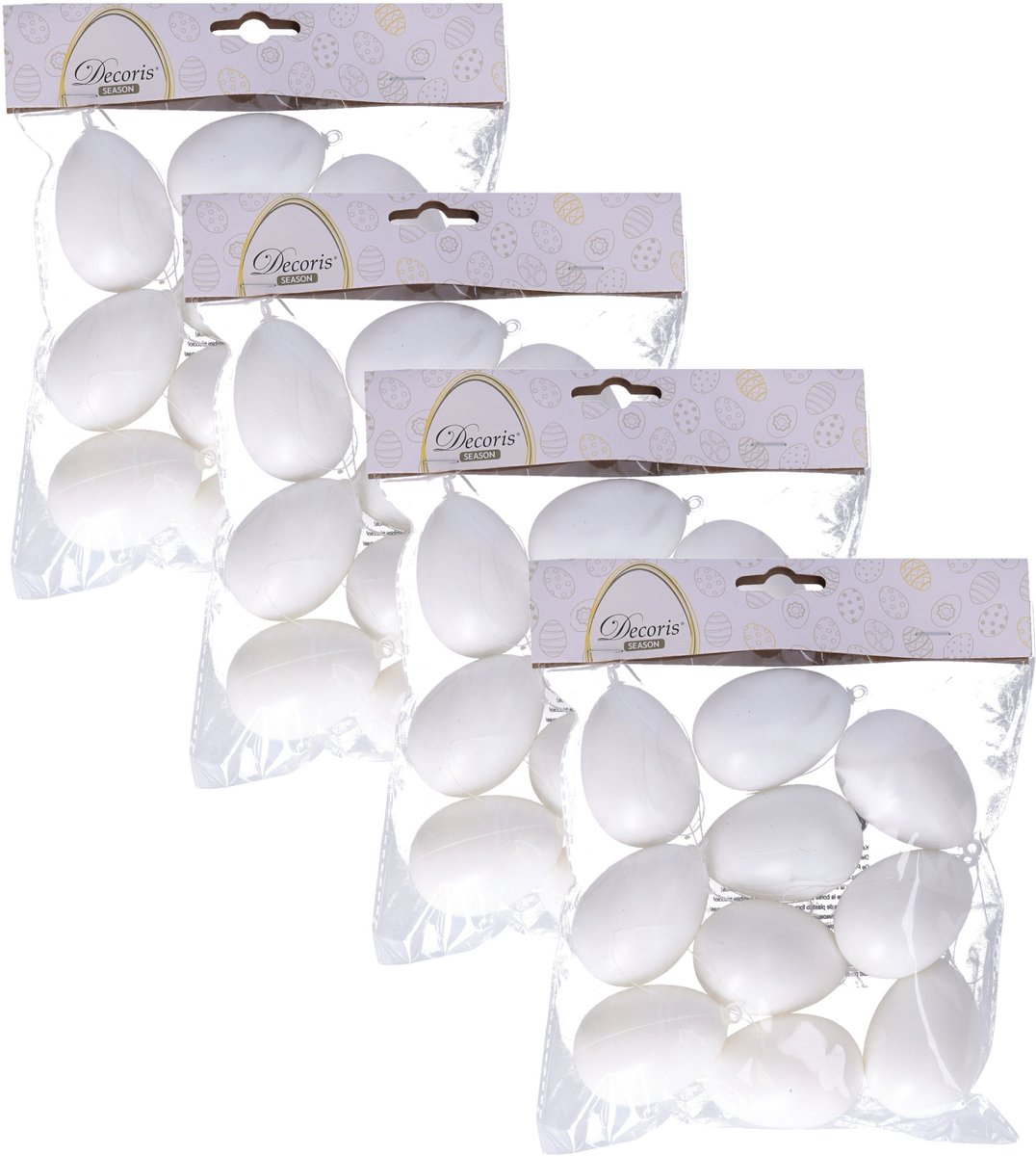 Decoris Hobby eieren - 40x - kunststof - wit - D4 x H6 cm - paasdecoratie