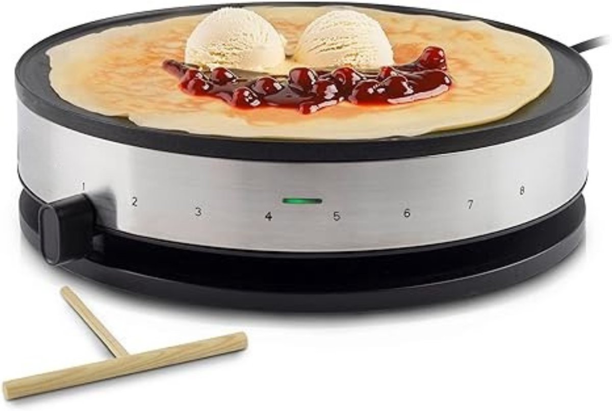 Zyrex® Pannenkoekenmaker - Pancake maker - Pannenkoek - Zilver- 36cm x 33cm x 10cm