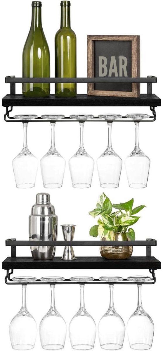 Zyrex® Wijnrek Muur - Wijnrek - Wijnrekken - Zwart - ‎16cm x 43cm x 13cm