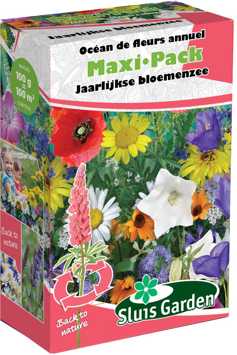 Mengsel jaarlijkse bloemenzee Maxi Pack 100 gram - bloementuin - wildbloemen - bloemenberm - bloemenweide - veldbloemen -lvb sg7335 bijen en vlinders