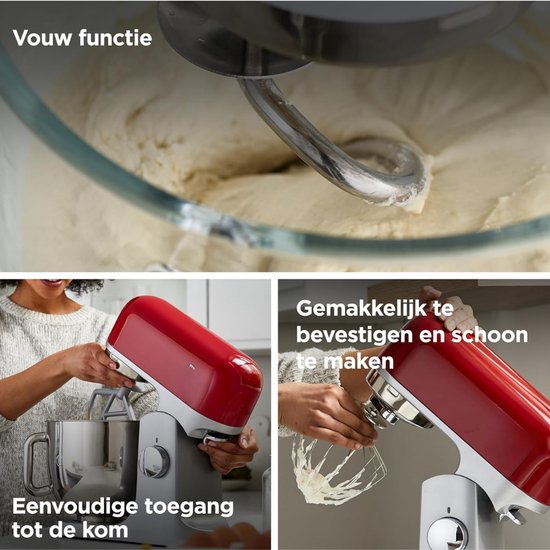 Zyrex® Mixer met Mengkom - Keukenmachine - Deegmixer - Inclusief Accessoires - RVS- Zilver/Rood - 39 cm x 24 cm x 36 cm van Merkloos — afbeelding 2
