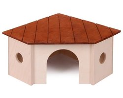 Comfy Houten hoekhuisje met uitkijkplatform voor knaagdieren | in meerdere uitvoeringen. Nr. 5