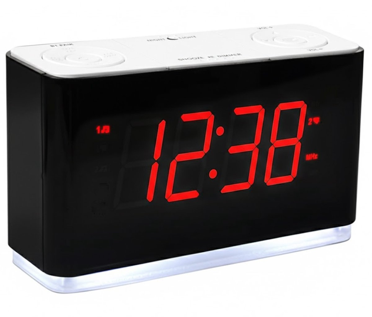 NBAP® Klokradio met Wekker - Digitale Wekker - Wekkerradio - Wit en Zwart