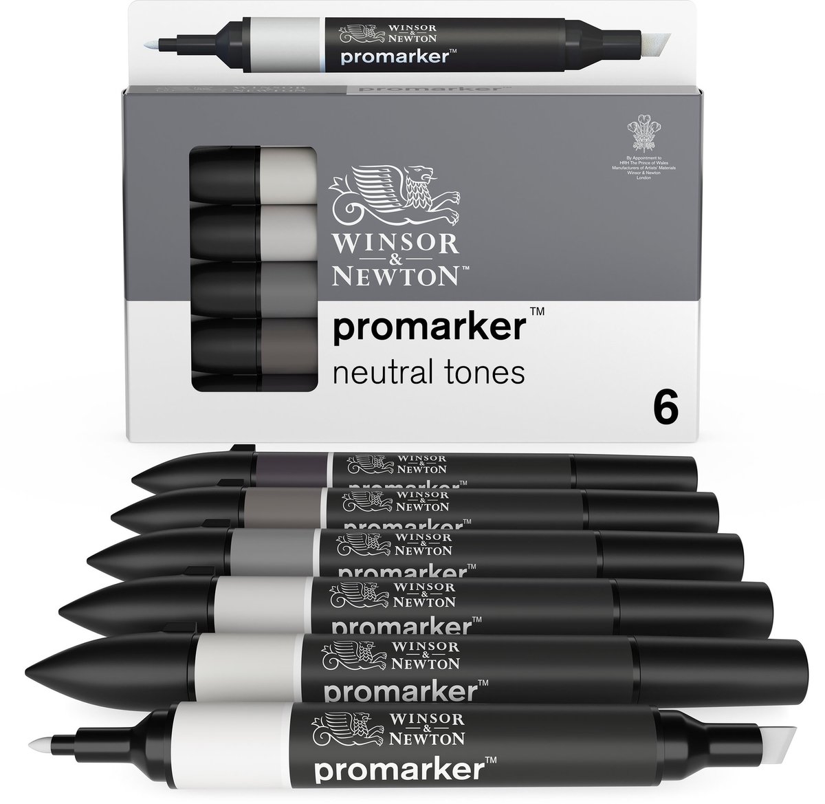 Winsor & Newton 0290154 Promarker™ 6 Neutral Tones Set | Professionele layoutmarkers & alcoholmarkers