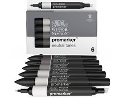 Winsor & Newton 0290154 Promarker™ 6 Neutral Tones Set | Professionele layoutmarkers & alcoholmarkers