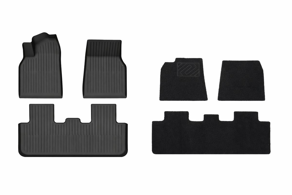 Tesla Model Y Juniper 2025+ Ecoline Interieurmatten Set Rubber + Velours – Interieur Accessoires